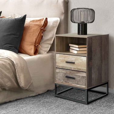 Bedside Table with 2 Drawers and Shelf